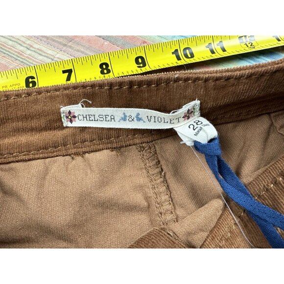 New Chelsea & Violet Buffalo Girl Wide Leg Flare Velvet Brown Corduroy Nwt Sz 28 - Picture 4 of 10